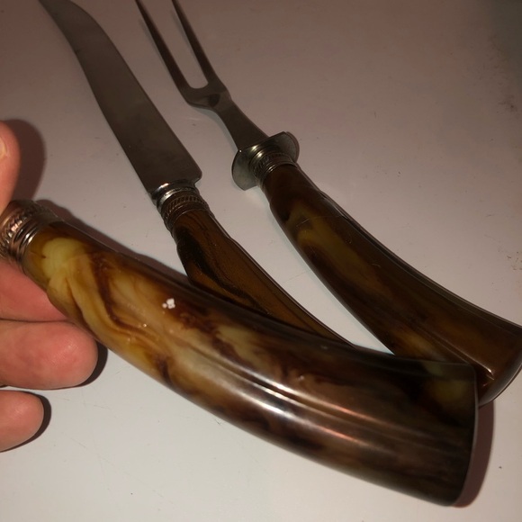 Vintage stainless steel Washington forge Carving Set with Brown Handles - Picture 2 of 7